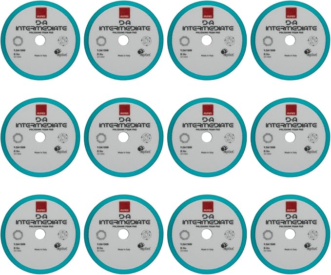 RUPES 9.DA150B Pack of 12 Light Blue D-A Intermediate Foam Polishing Pads 150mm | Ideal for Paint Correction & Gloss Enhancement | Compatible with 5" Backing Plate | Improves Cutting Performance