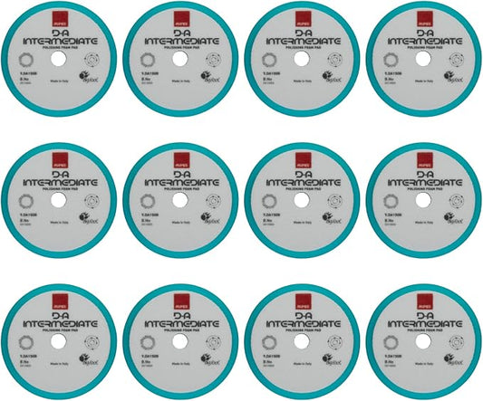 RUPES 9.DA150B Pack of 12 Light Blue D-A Intermediate Foam Polishing Pads 150mm | Ideal for Paint Correction & Gloss Enhancement | Compatible with 5" Backing Plate | Improves Cutting Performance
