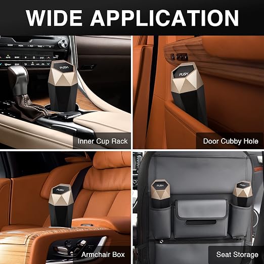 Car Trash Can with Lid - 2-Pack, Interior Accessories for Vehicles, Leakproof Garbage Can with 30 Detachable Trash Bags, Multipurpose Organizers and Storage Solutions for Home and Office