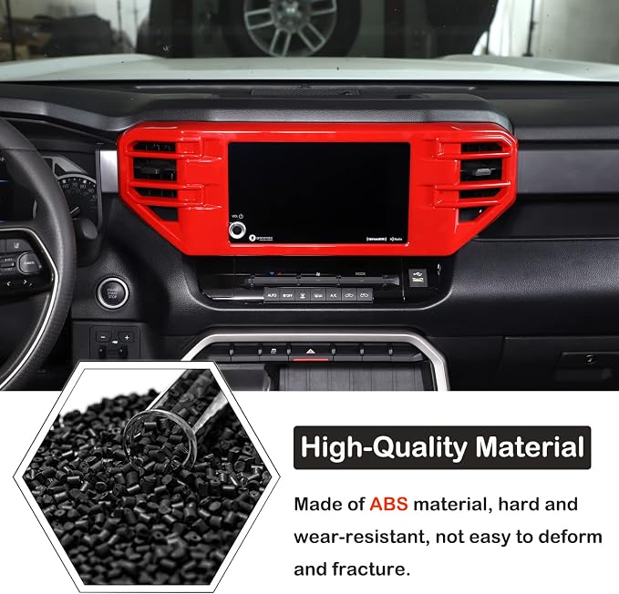 Car Center Console Air Conditioning Outlet Trim Cover Kit Compatible with Toyota Tundra/Sequoia 2022-2026, ABS Dashboard Side A/C Vent Panel Decorative Frame Protection Accessories, For 8-inch Screen