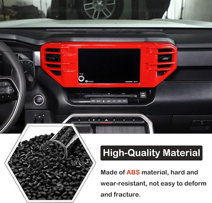 Car Center Console Air Conditioning Outlet Trim Cover Kit Compatible with Toyota Tundra/Sequoia 2022-2026, ABS Dashboard Side A/C Vent Panel Decorative Frame Protection Accessories, For 8-inch Screen