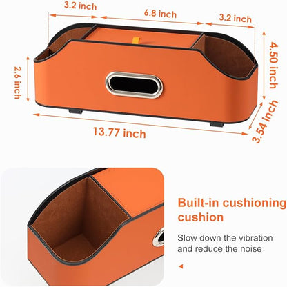 Car Rear Backseat Extra Multifunctional Drink Cup Holder Organizers with Tissue Storage Box Organizer & Hooks for Car Seat Back. Orange