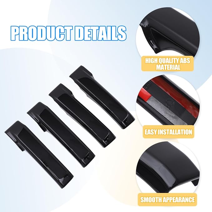 ABS Car Inner Door Handle Decoration Cover Trim Fit for Toyota Tundra/Sequoia 2007-2021 Interior Car Accessories (Glossy Black)