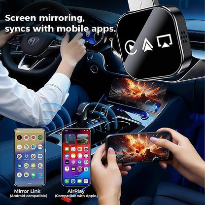 2026 Upgrade 3 in 1 Screen Mirror iOS Phone, Plug-and-Play Smart Car Interconnection Box with Fast 3s Connection, Voice Control, Split-Screen Display (H-A, for iPhone)