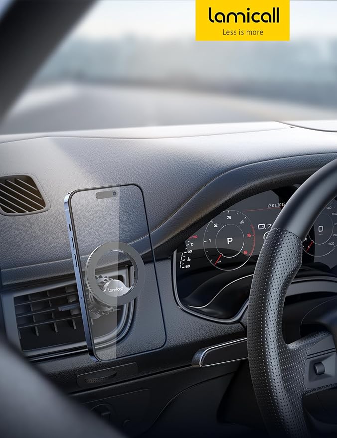 Lamicall for MagSafe Car Mount - [20 Super Magnets] Magnetic Phone Holders for Your Car, Air Vent Phone Holder Car, HandsFree Cell Phone Holder Mount Accessories for Women Men fit iPhone 17 Pro Silver