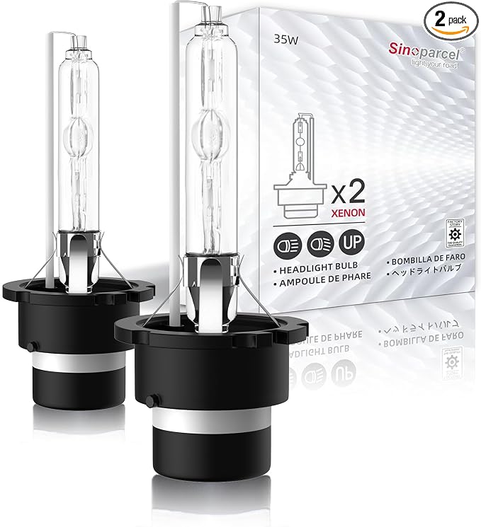 Sinoparcel D2S Xenon HID Headlight Bulbs - 6000K 35W High Low Beam 66240 85122UB 66040 Replacement Lights -Pack of 2