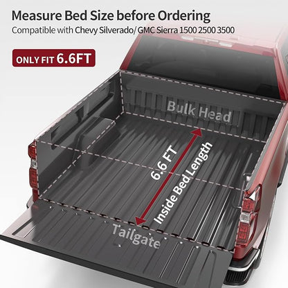 OEDRO Soft Tri-Fold Truck Bed Tonneau Cover Fits for Chevy Silverado 1500 / GMC Sierra 1500 (2019 Legacy/Limited ONLY) 2014-2019; Fits for Silverado Sierra 2500 3500 HD 2015-2019, 6.6 ft Bed
