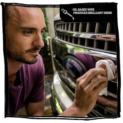 Tub O’ Towels Heavy Duty Chrome Wipes - Clean, Shine & Protect Chrome, Aluminum, Copper, and Brass Surfaces - Oil-Based Polishing Wipes - Resists Streaks & Fingerprints - 40 Count for Auto Detailing