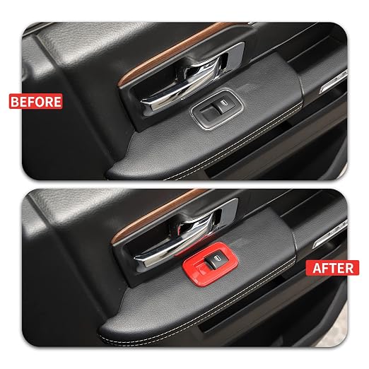 Red Window Lift Switch Cover Interior Button Trim Kit for Dodge RAM 2010-2017/Dodge Charger Durango 2011-2021