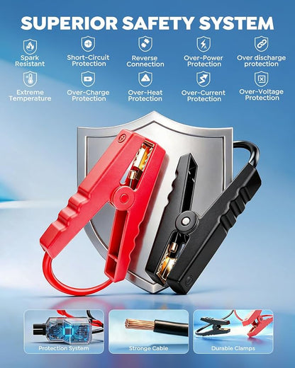 UTRAI 8000A Jump Starter with Air Compressor 160PSI, Car Battery Jumper Starter for All Gas/12L Diesel Engines, Portable Car Jump Starter Jump Box with 1000LM Magnetic Light, Tire Repair Kit