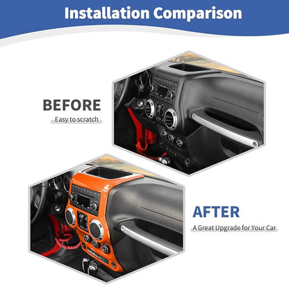 RT-TCZ for Jeep JK Orange Dash Accents Radio A/C Controls Cover Trim for Jeep Wrangler JK JKU 2011-2017 ABS Interior Accessories 2pcs