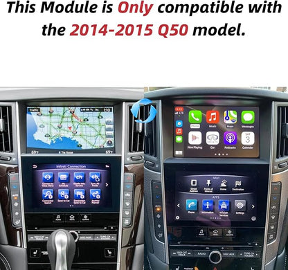 Wireless CarPlay & Android Auto Retrofit for Infiniti Q50 / Q50 Hybrid (2014-2015) – Fits 28330 [Support Mirroring, OEM 360 Camera, DSP Audio, Retains Factory Controls] – Upgrade for Slow Gen 1 System