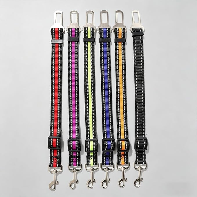Reflective Nylon Pet Car Safety Set, Adjustable Dog Collar + Seatbelt, Travel Safety Kit for Dogs & Cats
