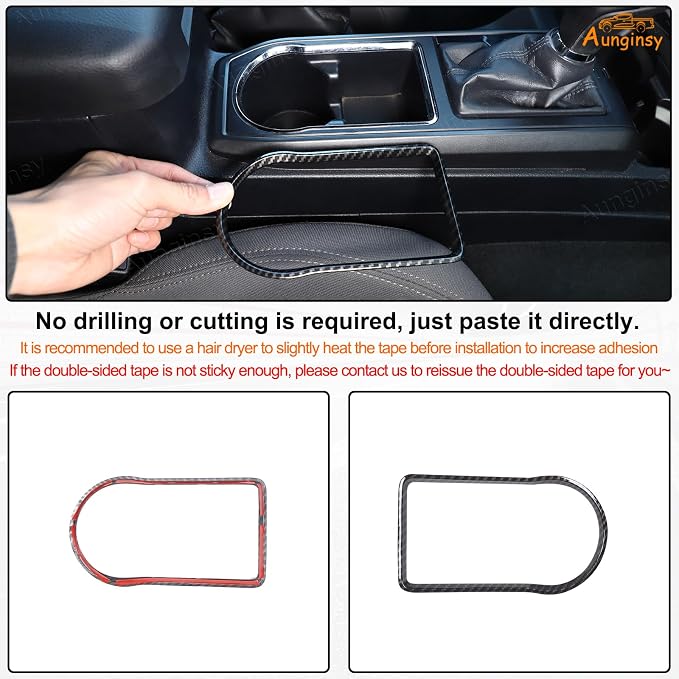 Aunginsy Car Gear Shift Panel Cup Holder Trim Ring Compatible with Toyota Tacoma 2016-2023 Truck Center Console Gear Shifter Cup Holder Panel Decorative Frame Protection Cover ABS Interior Accessories