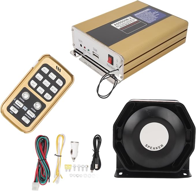 200W Warning Emergency Siren Speaker with Remote Control, Vehicle PA System for SUV ATV UTV Fire Truck Ambulance