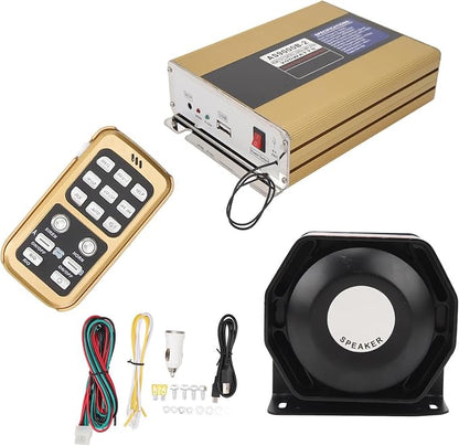 200W Warning Emergency Siren Speaker with Remote Control, Vehicle PA System for SUV ATV UTV Fire Truck Ambulance