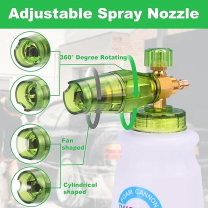 DUSICHIN Foam Cannon Pressure Washer Gun Kit 4000 PSI Double Tip Attachment, Dual-Connector Accessory Soap Cannon,Car Wash Foam Gun Snow Foam Lance 1/4 Inch Quick Connector,7 Sprayer Nozzles DUS2904