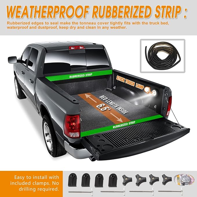 Vinyl Soft Tri-Fold Truck Bed Tonneau Cover Compatible with 99-07 Chevy Silverado/GMC Sierra 6.5Ft Fleetside Bed