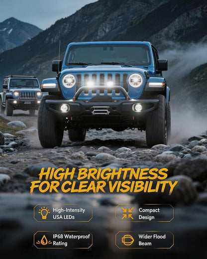 2PCS 3 Inch LED Pod Lights 40W Small Surron Driving Lights | Flood Beam Off Road 4x4 Ditch Lights with DT Wiring Harness Kit Work Light Cube Bumper Lights Fog Light for Truck Motorcycle