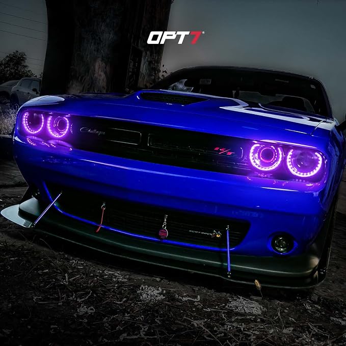 OPT7 Aura Halo Accent Lights for 2008-2023 Dodge Challenger with Remote Control, 12" Multi-Color LED Strip, Car Neon Lighting Kit