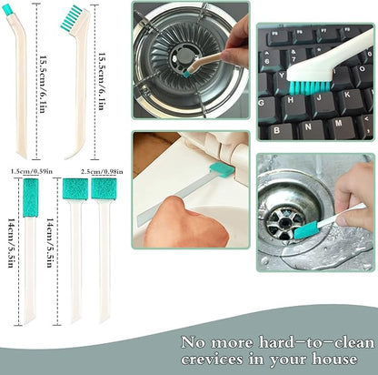 Small Household Cleaning Brushes by ELEMGULY,18 Pcs Crevice Brush for Hole, Gap, Corner, Space, Micro Crevice Scrub Cleaner Tool for Bottle, Keyboard, Window, Door Track