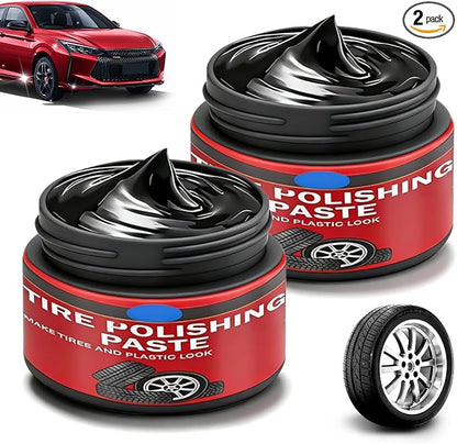 2Bottles Tire Coating & Trim Restorer with Sponge,Tire Coating Paste, Long-Lasting Ceramic Coating,Bring Back the Original Deep Black Shine to Rubber and Plastic For Car, Truck, Motorcycle, RV & More