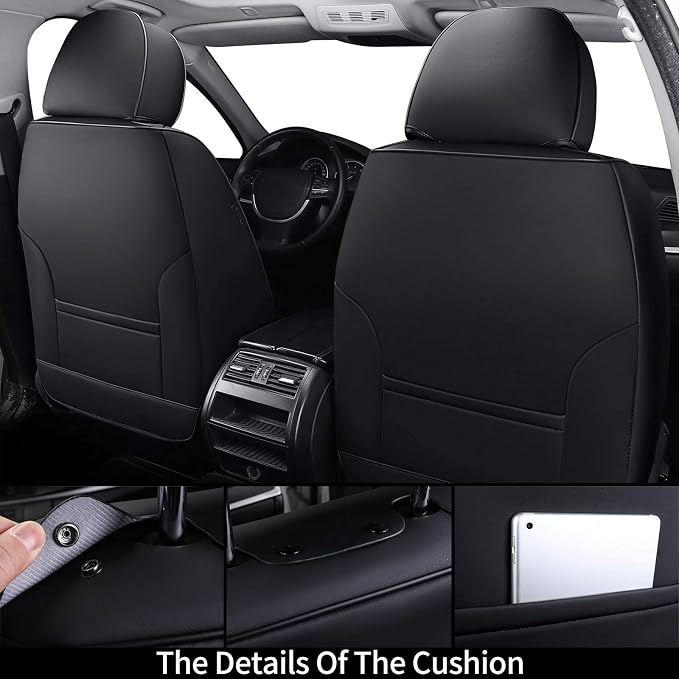 Coverado Front Seat Covers, Universal Seat Covers for Cars, Breathable Fabric&Leather Car Seat Protector, Front Car Seat Covers, Seat Covers Waterproof, Driver Seat Cover Fit for Most Cars, BlackRed