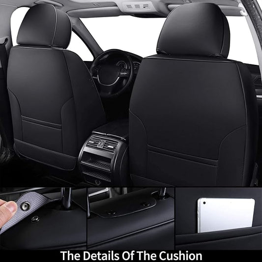 Coverado Front Seat Covers, Universal Seat Covers for Cars, Breathable Fabric&Leather Car Seat Protector, Front Car Seat Covers, Seat Covers Waterproof, Driver Seat Cover Fit for Most Cars, BlackRed