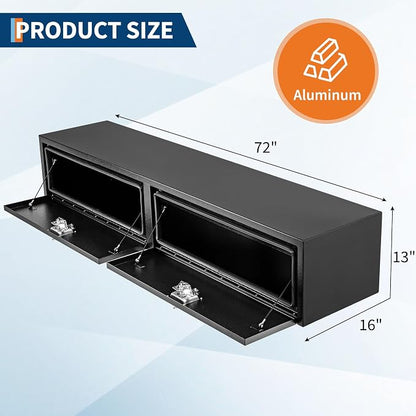 Garvee Black Steel Truck Bed Tool Box, Trailer Tongue Box, Truck Storage Organizer Tool Chest For Truck Bed, RV, Trailer (72 in x 16 in x 13 in)