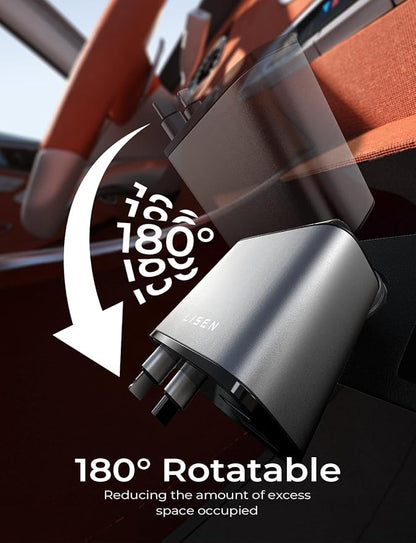 LISEN Retractable Car Charger, 84W Car Charger USB C Fast Charger Adapter, Car Accessories for Men Women, Gifts for Fathers Day for Men Dad Husband, for iPhone 17 16 15 14 13 12 Pro Max, Christmas | Multiple Ports Car Charger, Retractable Car Charger F...