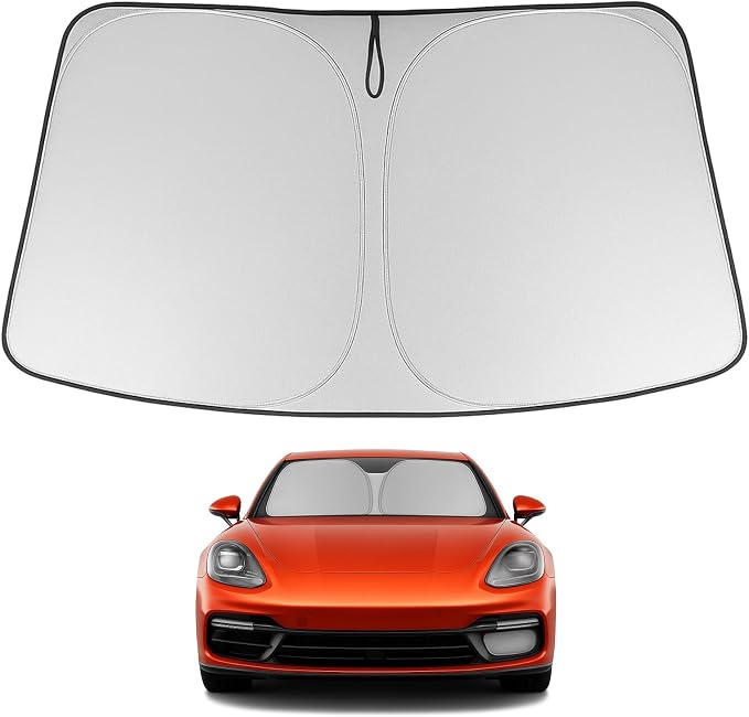 Proadsy 2026 Upgrade Windshield Sun Shade Custom Fit 2017-2025 2026 Porsche Panamera Foldable Front Sunshade Protector Sun Visor Blocks UV Rays Keep Car Cooler