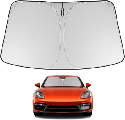 Proadsy 2026 Upgrade Windshield Sun Shade Custom Fit 2017-2025 2026 Porsche Panamera Foldable Front Sunshade Protector Sun Visor Blocks UV Rays Keep Car Cooler