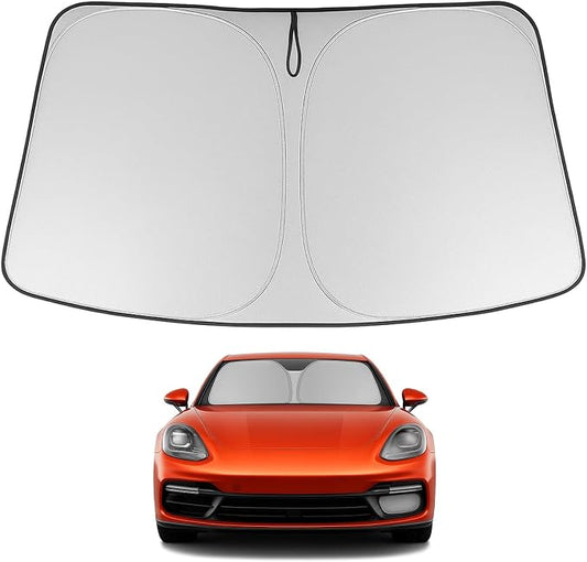 Proadsy 2026 Upgrade Windshield Sun Shade Custom Fit 2017-2025 2026 Porsche Panamera Foldable Front Sunshade Protector Sun Visor Blocks UV Rays Keep Car Cooler