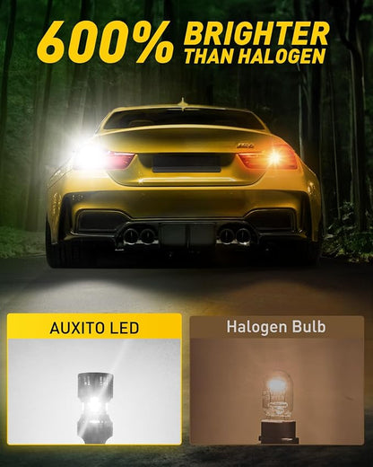 AUXITO CANBUS 3156 3157 LED Bulbs White 4000LM Super Bright 3056 3457 4057 4157 with Built-in Resistor for Reverse Backup Parking Daytime Running Turn Signal Lights, Pack of 2