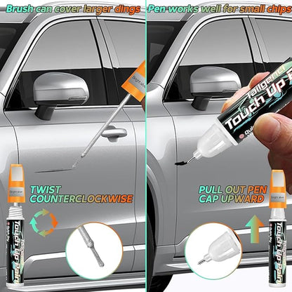 Sliver Touch Up Paint for Cars, 2-in-1 Scratch Repair Pen, 0.68 fl oz | Accurate silver match, effective scratch and chip repair, long-lasting, quick-dry, resists water and UV, helps prevent rust