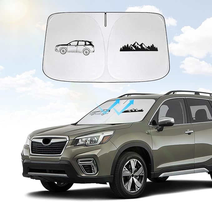 Front Windshield Sun Shade Compatible with Subaru Forester 2019-2023 2024 2025 2026, Sun Visor Protector Blocks UV Rays Sunshade for Forester Foldable Interior Accessories