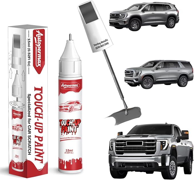 Sterling Metallic(GXD/WA130H) Car Touch Up Paint for GMC, Color Accurate Two-In-One Car Paint Scratch Repair Pen, Professional Scratch Remover for Vehicles Chips and Nicks Scuff