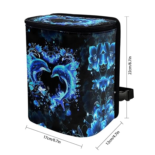 BIGCARJOB Neon Dolphin Car Trash Can Bin for Back Seat, Leak Proof, SUV Truck Van, Front Seat