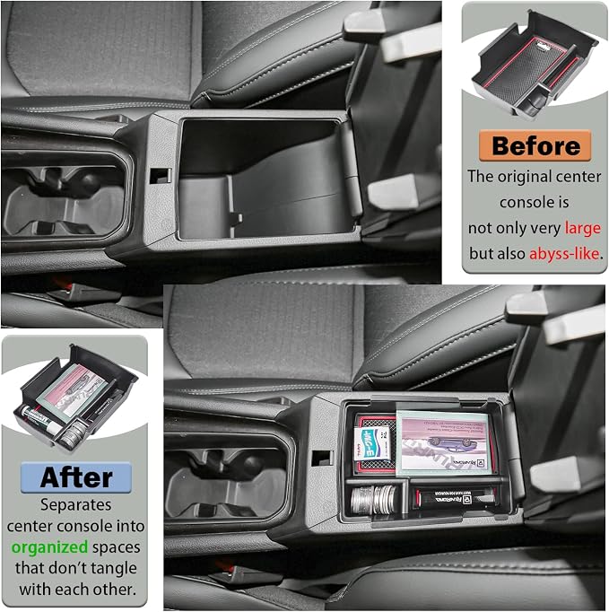 RUNROAD Center Console Organizer Tray Compatible with Jeep Compass 2022 2023 2024 2025 Accessories, Coin Holder Armrest Tray Secondary Storage Box Insert Console Organizer Card, Red (NOT For Ltd)