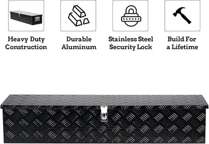 50" L x 14" W x 10" H Aluminum Truck Bed Tool Box, Pick Up RV Trailer Toolbox Storage Lockable Organizer with Side Handle and Lock Keys, Black