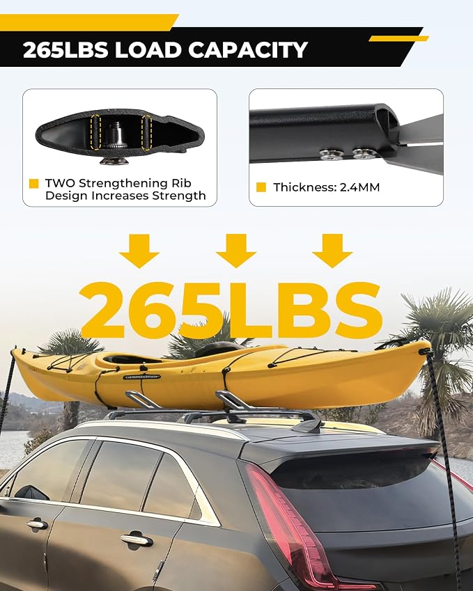 265LBS Lockable Cross Bars Roof Rack Fit for Cadillac XT6 2020-2025 & XT4 2019-2025 Aluminum Crossbars Cargo Bar Luggage Baggage Carrier Rooftop Accessories, for Storage Bag Kayak Snowboard Canoe Bike