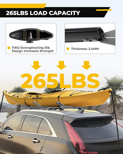 265LBS Lockable Cross Bars Roof Rack Fit for Cadillac XT6 2020-2025 & XT4 2019-2025 Aluminum Crossbars Cargo Bar Luggage Baggage Carrier Rooftop Accessories, for Storage Bag Kayak Snowboard Canoe Bike