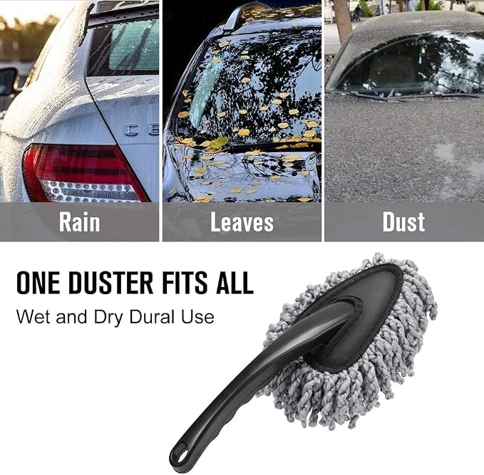 Shopping GD Multi-Functional Car Duster Cleaning Dirt Dust Clean Brush Dusting Tool Mop Gray Car Cleaning Products