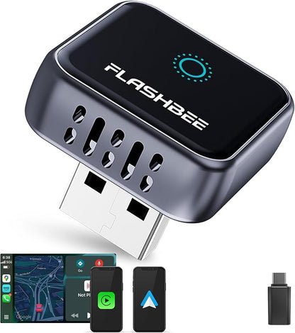 2026 [2-in-1] Latest Wireless CarPlay & Android Auto Adapter, Converts Wired to Wireless, Fast Auto-Reconnect, Dual-Band 5GHz WiFi + Bluetooth 5.3, USB-A & USB-C Compatible, Mini Design