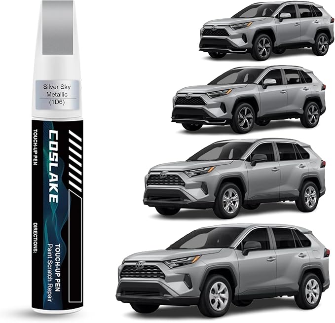 Car Touch Up Paint(Silver Sky Metallic(1D6)) for Toyota, Car Paint Scratch Repair Kit, Quick & Easy Solution to Repair, 2 in 1 Scratch Remover Pen with Color-Matched