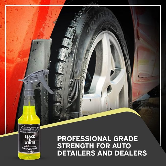 LANE'S Black and White Tire Cleaner- Tire Cleaner, Cleaning Tire Spray, Strong Tire Cleaner - Formulated Cleaning Strength, Restores Rubber to Black, Fast Acting Tire Cleaner- 32 OZ