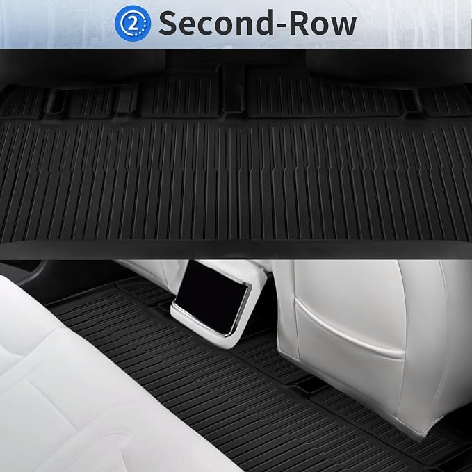 Floor Mats for Tesla Model X 5 Seater 2026 2025 2024 2023 All Weather Model X Floor Mats for Tesla Model X Accessories 2026 2025 2024 2023 TPE Back Seat Cover Trunk Frunk Mat Black