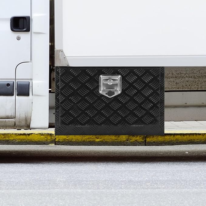 VEVOR Underbody Truck Box, 24" x 17" x 18", Heavy Duty Aluminum Diamond Plate Tool Box with Lock and Keys, Waterproof Trailer Storage Box with T-Handle Latch for Truck, Van, Trailer