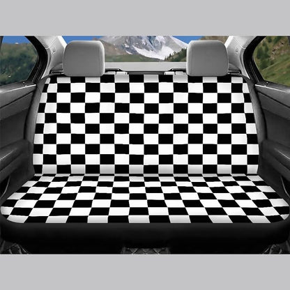 Checkered Car Seat Covers Full Set,Geometric Plaid Pattern Black White Car Racing Sports Chessboard Vehicle Front Rear Bench Cushion Protectors Auto Interior Accessories Universal for Trucks