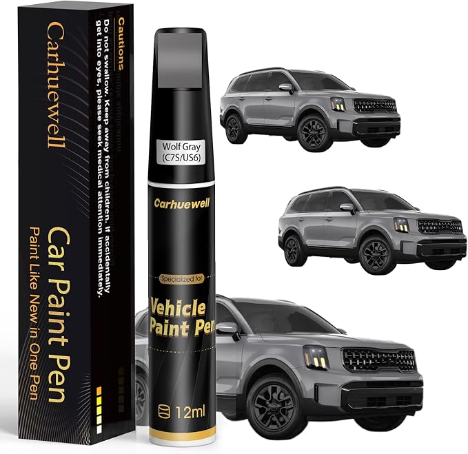 (C7S/US6) Wolf Gray Touch Up Paint Compatible with Kia, Exact Match Car Paint Pen Automotive Scratch Repair Remover Kit Quick & Easy Solution for Vehicle Chips